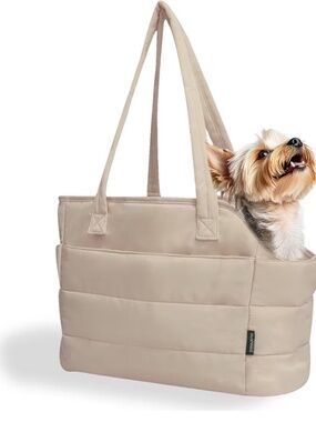 Small Dog Carrier Purse Puffy Pet Tote w/ Safety Clip & Firm Base NEW